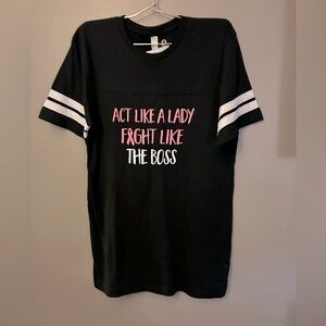 Breast Cancer Awareness t-shirt - black with white/pink graphic print NWT
